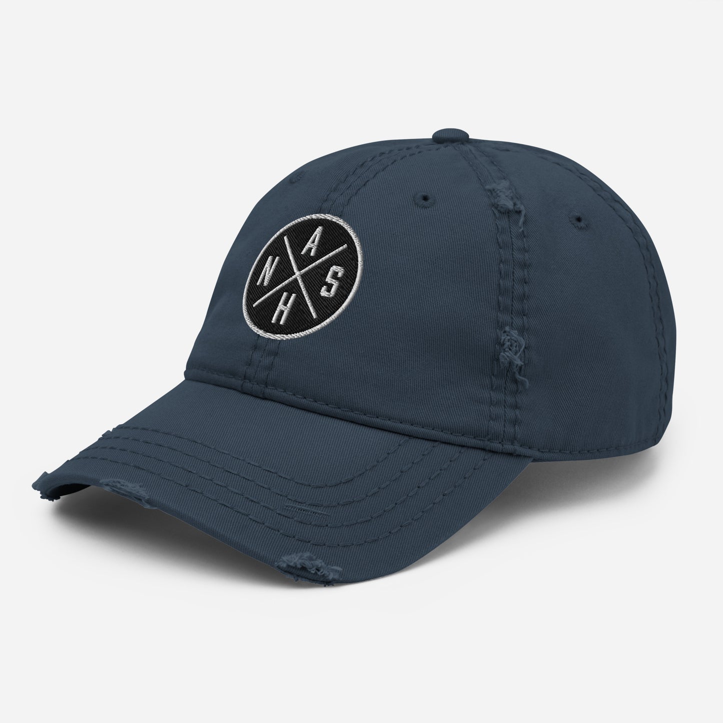 Circled Nash Embroidered Distressed Dad Hat-Soul Flow Apparel