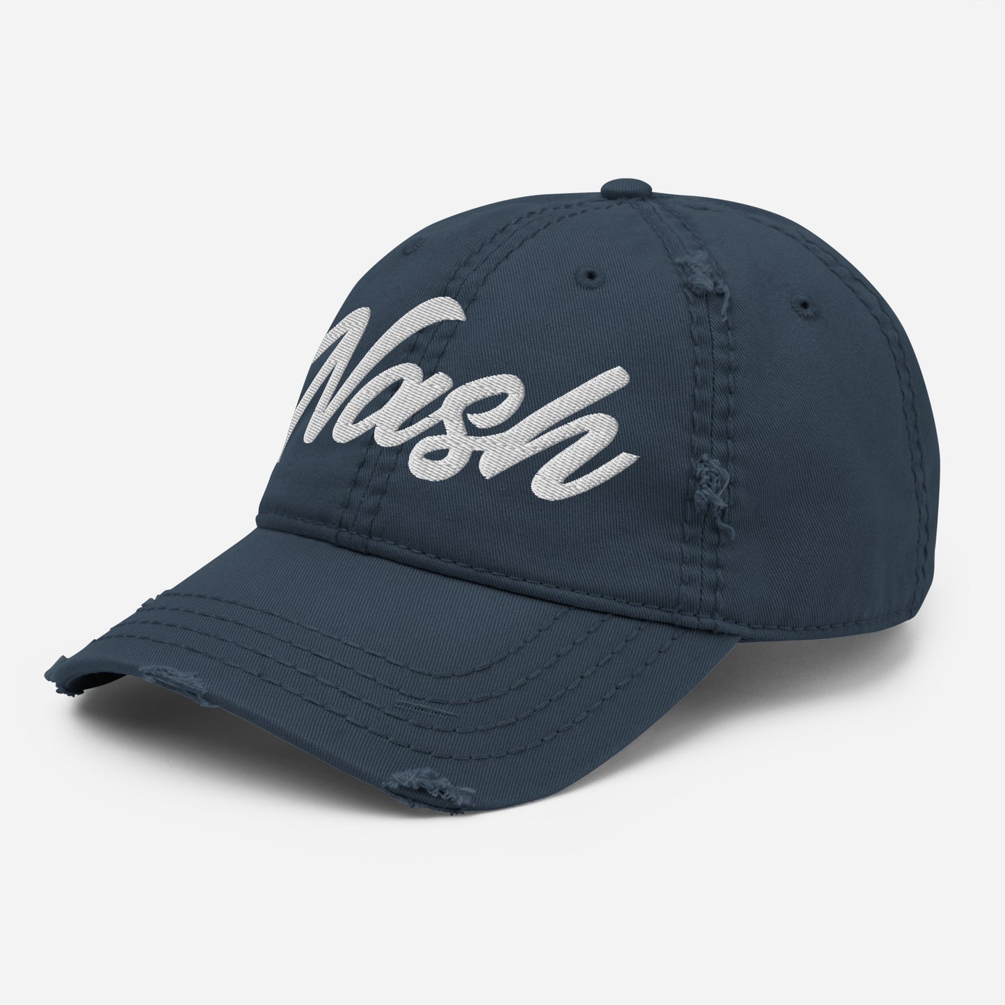 Nash Embroidered Distressed Dad Hat, Flow Font-Soul Flow Apparel