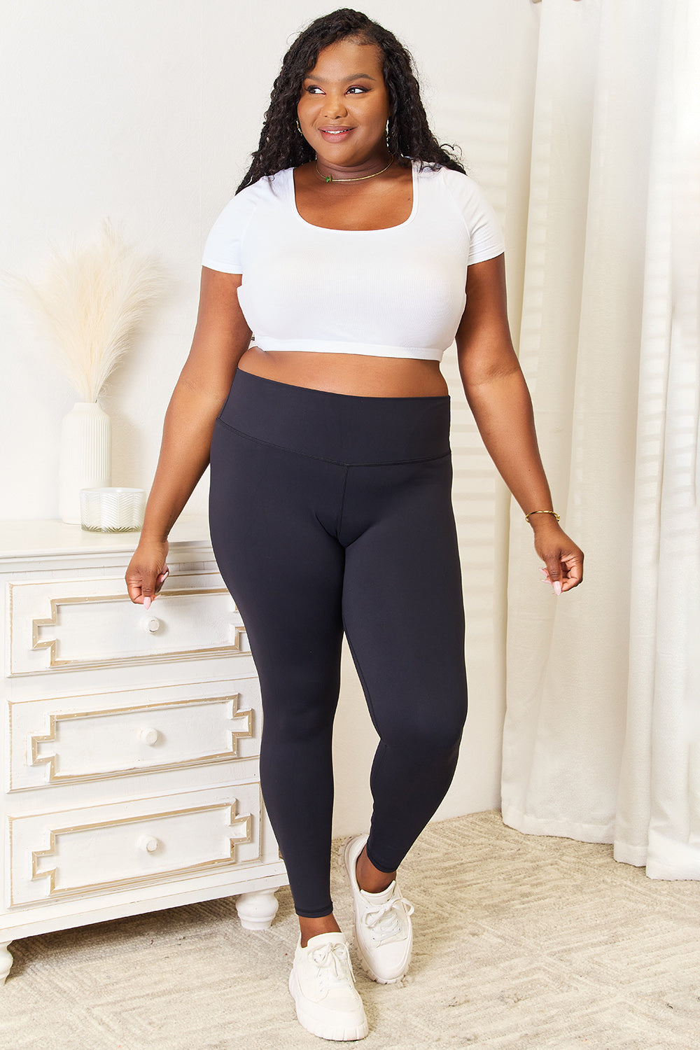 Double Take Wide Waistband Sports Leggings-Soul Flow Apparel