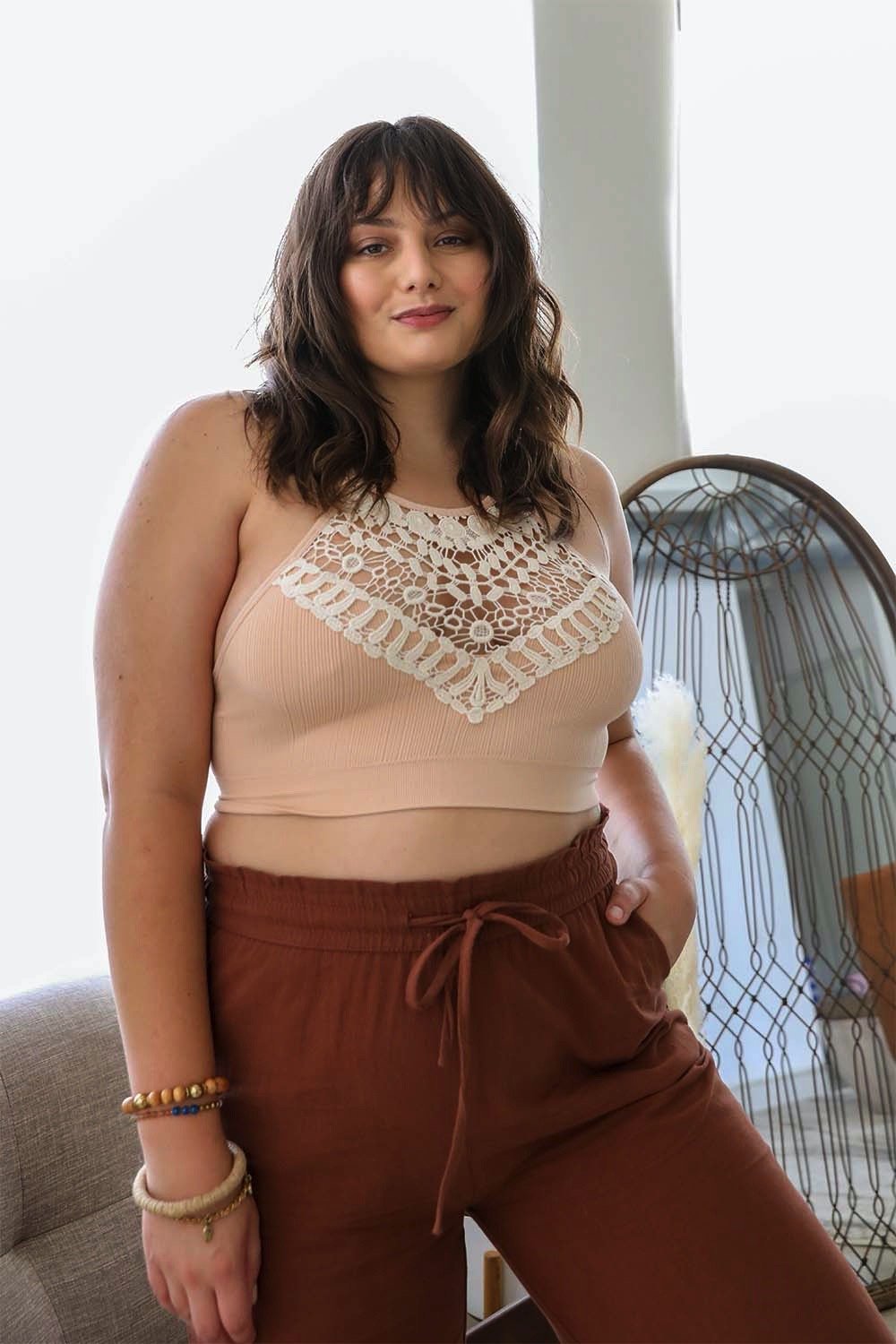 High Neck Crochet Lace Bralette – Stylish Layering Essential-Soul Flow Apparel
