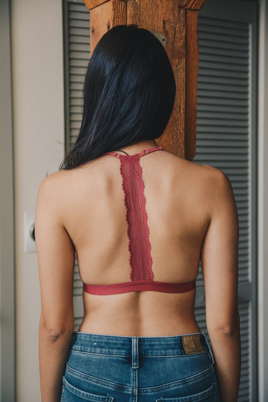 Eyelet Lace T-Back Bralette-Soul Flow Apparel