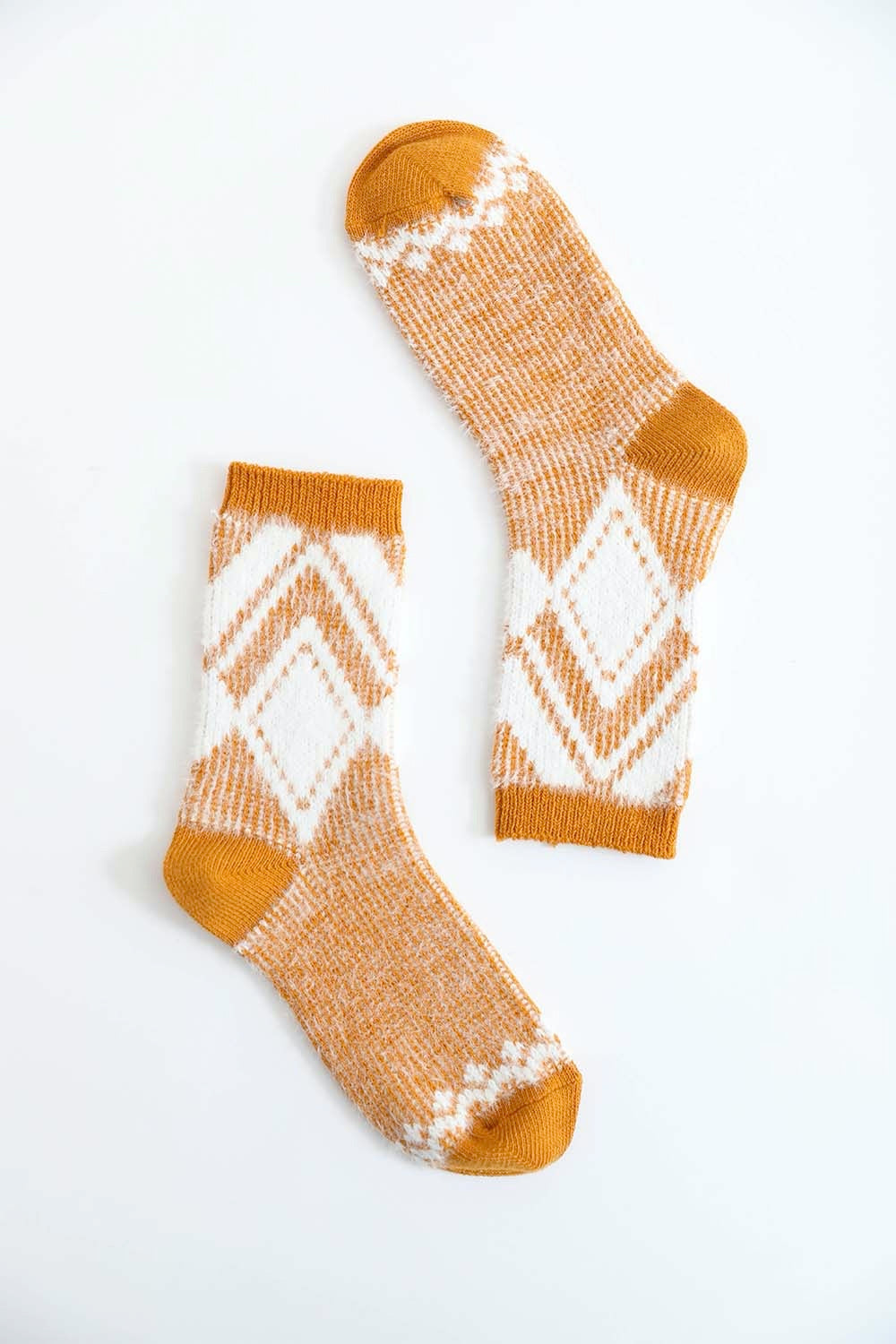 Faux Mohair Diamond Pattern Socks-Soul Flow Apparel