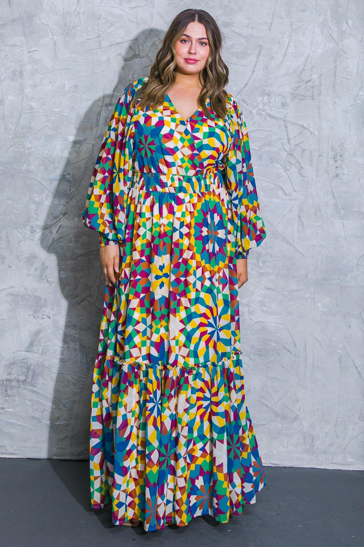 Everything I Love Printed Woven Maxi Dress With Surplice Neckline