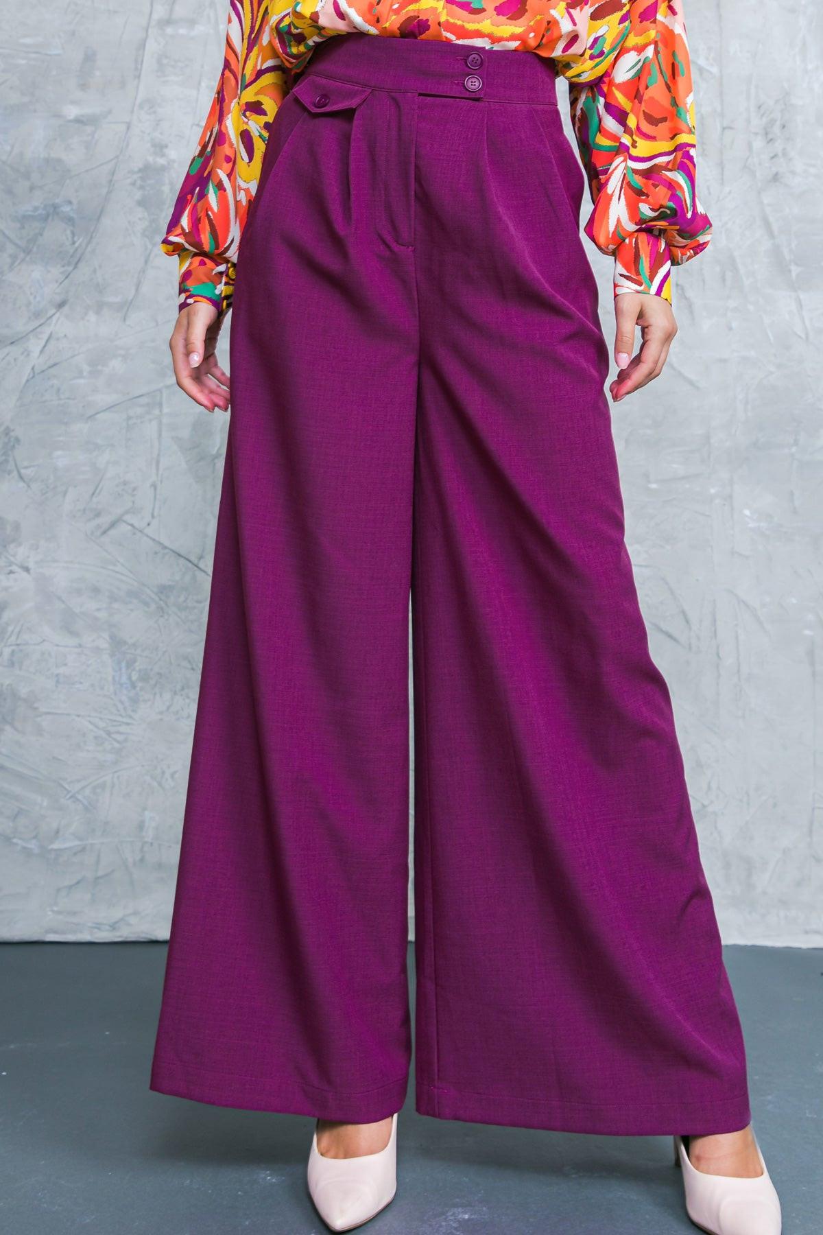 Delicate Feelings Woven Pants With Front Closure Front Pleats And Wide Leg