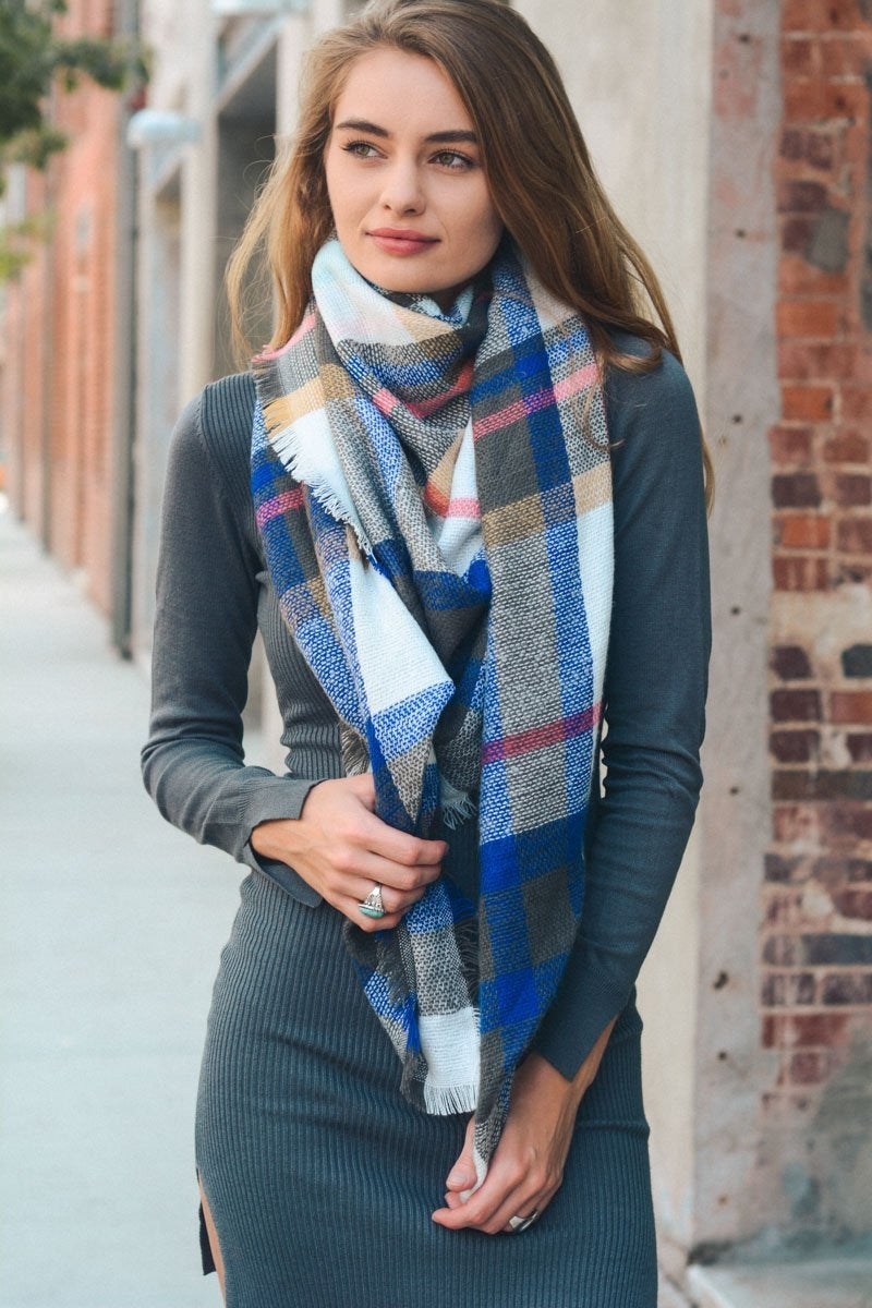 Flannel Frayed Edge Blanket Scarf-Soul Flow Apparel