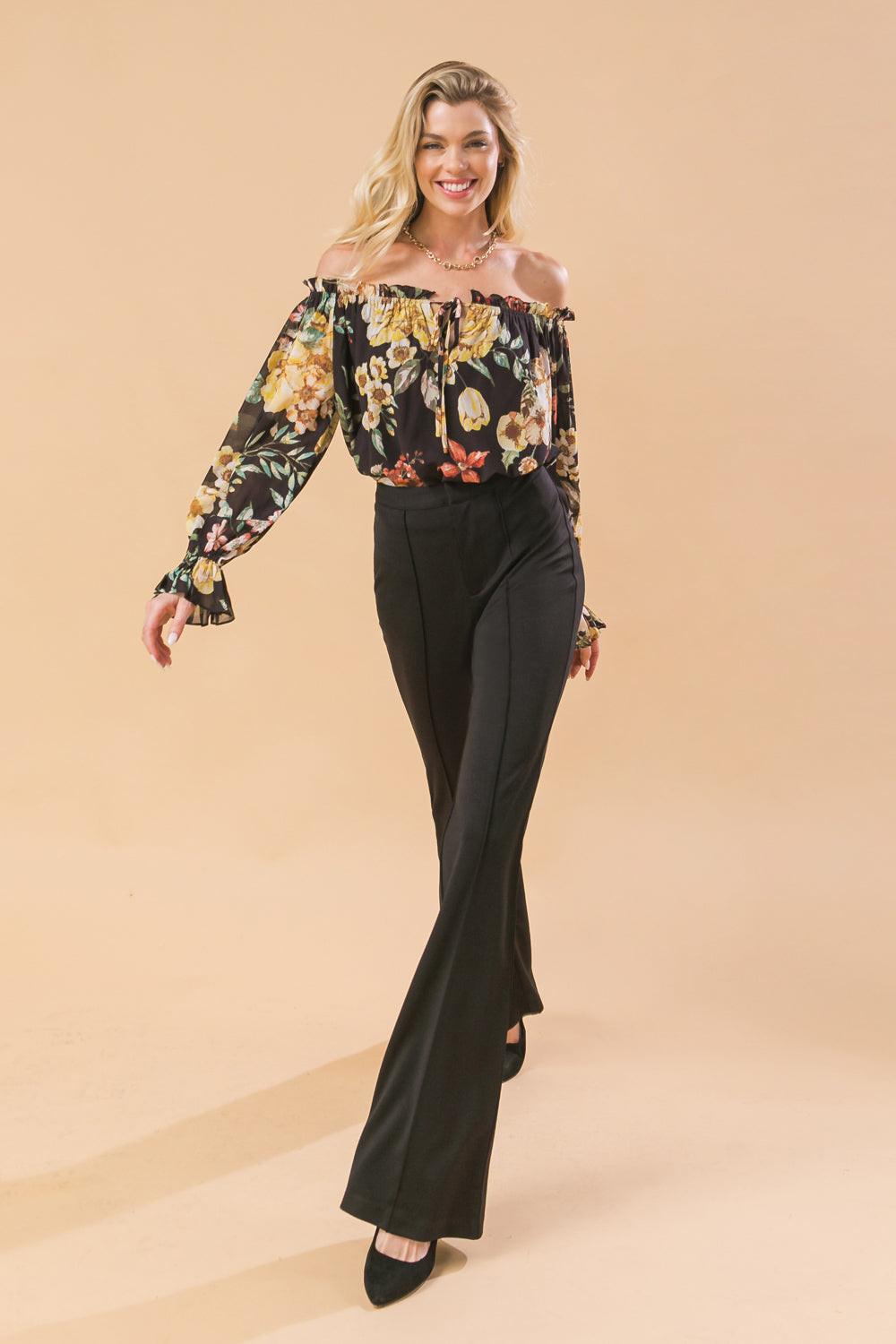 But Better Flare Pants High Rise Center Seam Faux Back Pockets