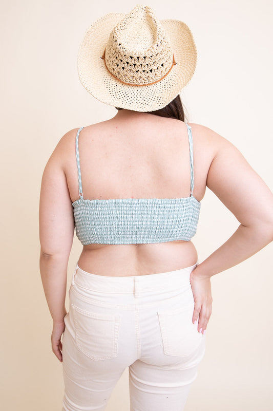 Gingham Smocked Bralette Plus-Soul Flow Apparel