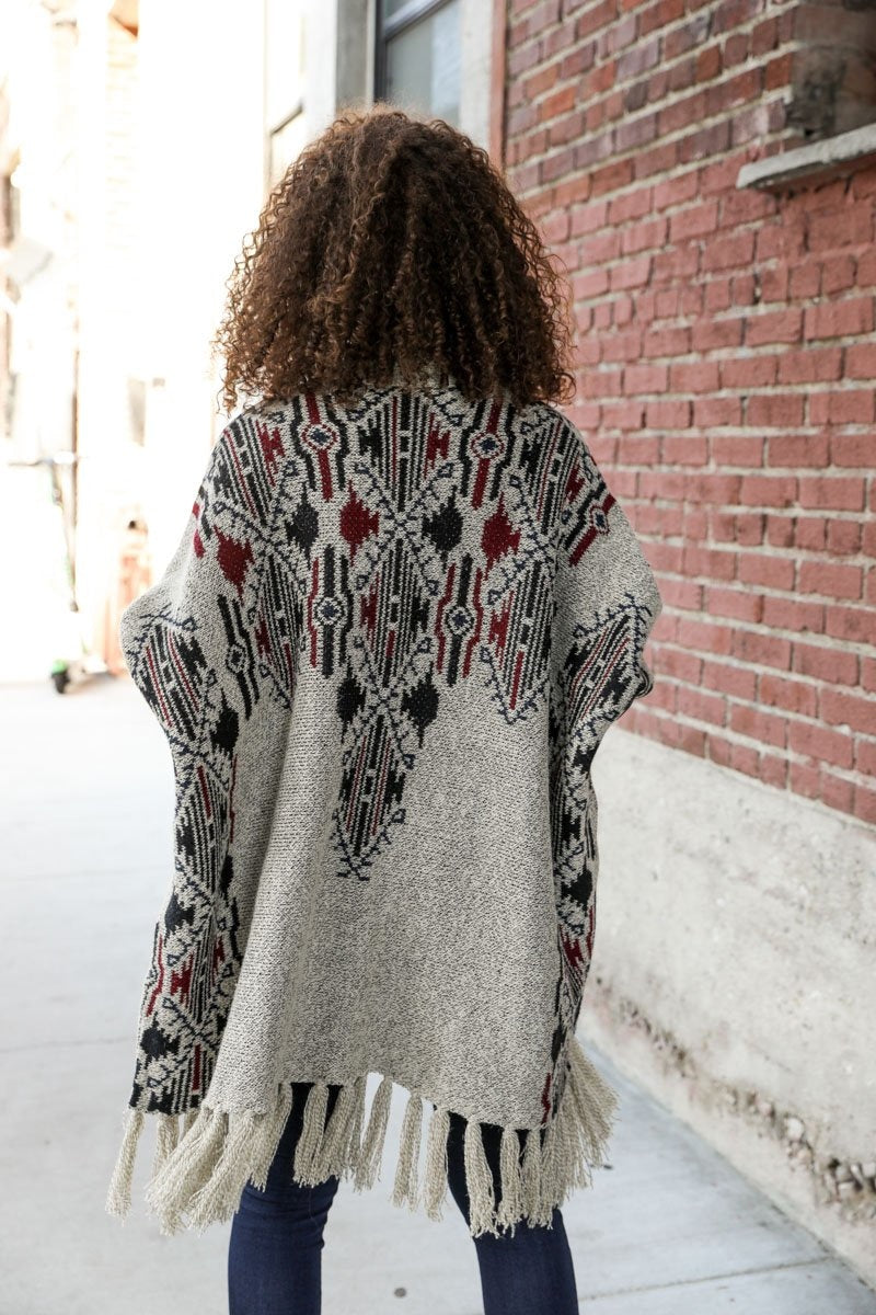 Heather Argyle Knit Ruana-Soul Flow Apparel