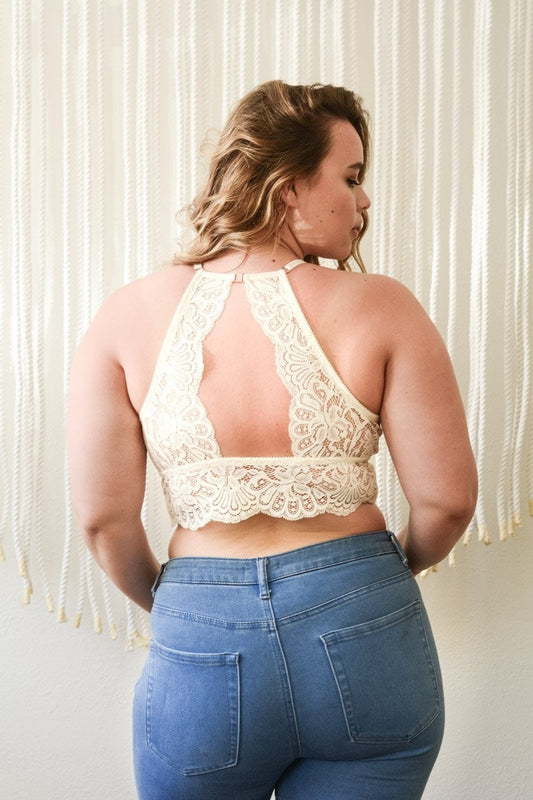High Neck Netted Lace Bralette Plus-Soul Flow Apparel