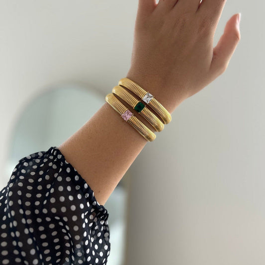 Serenity Emerald Cz Gold Bracelet — Soul Flow Apparel
