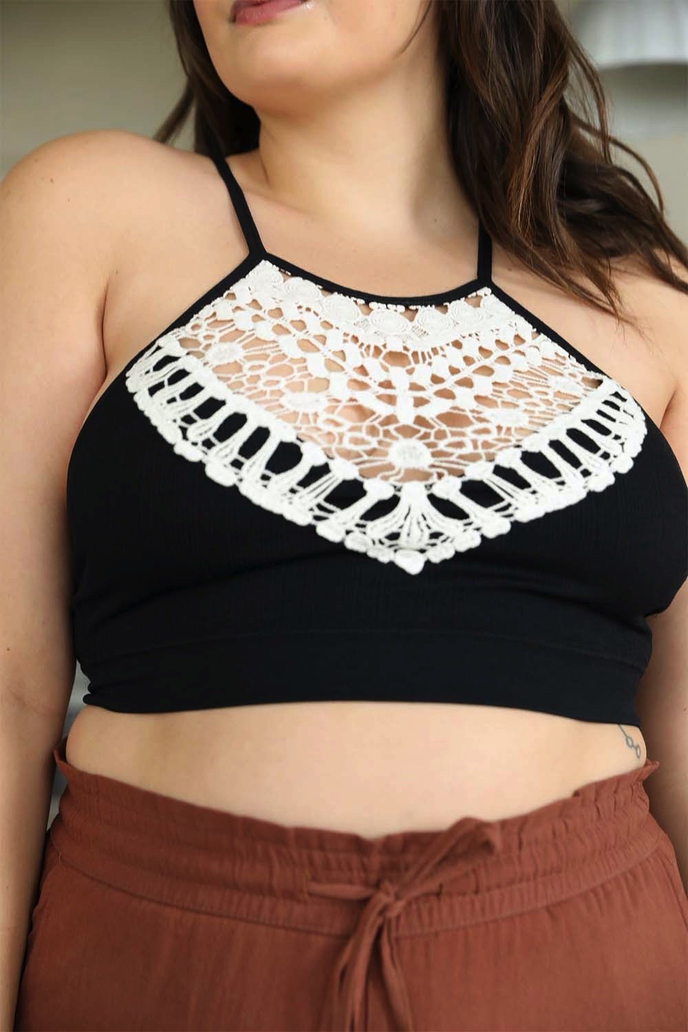 High Neck Crochet Lace Bralette – Stylish Layering Essential-Soul Flow Apparel