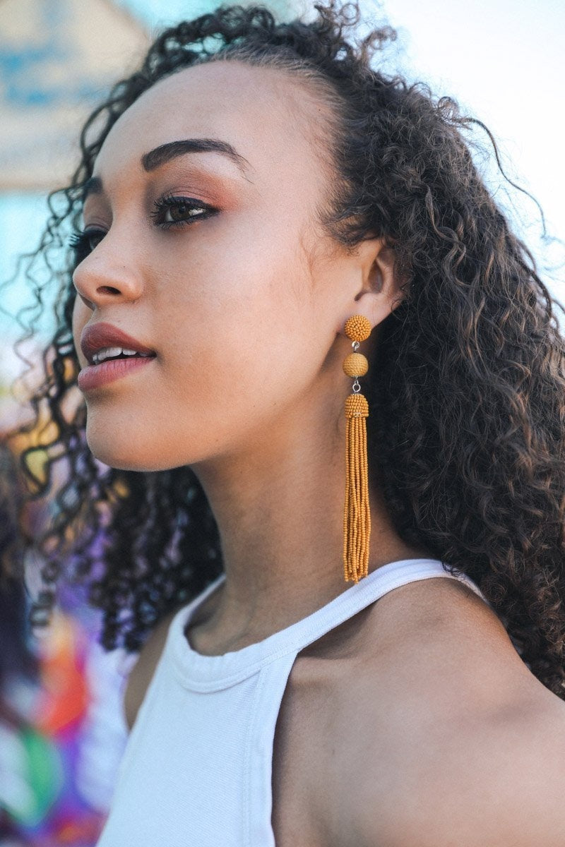 Mini Bead Tassel Earrings-Soul Flow Apparel