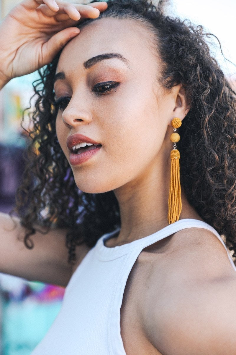 Mini Bead Tassel Earrings-Soul Flow Apparel