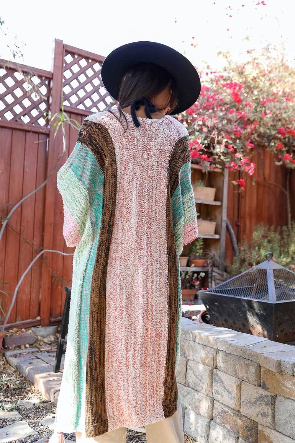 Multi-color Striped Tassel Poncho-Soul Flow Apparel
