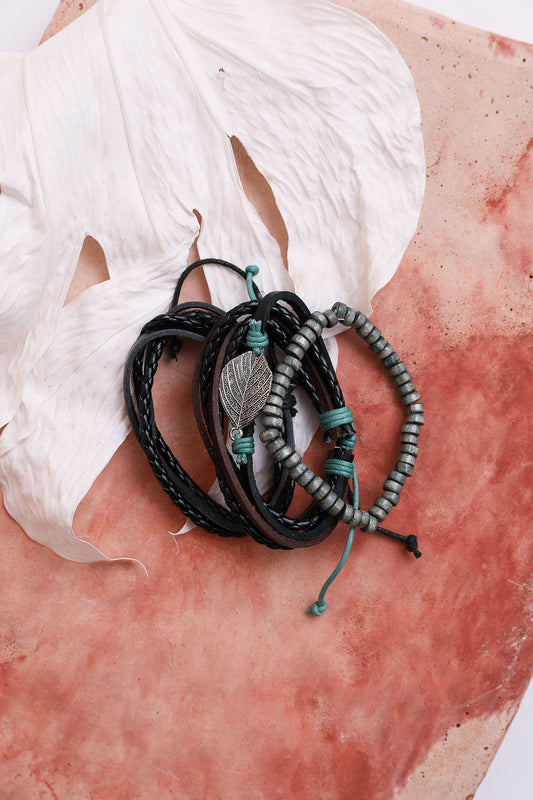 Multi-wrap Leather Braid Bead Bracelet-Soul Flow Apparel