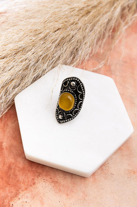 Nostalgic Vintage Honey Tiger's Eye Statement Ring-Soul Flow Apparel