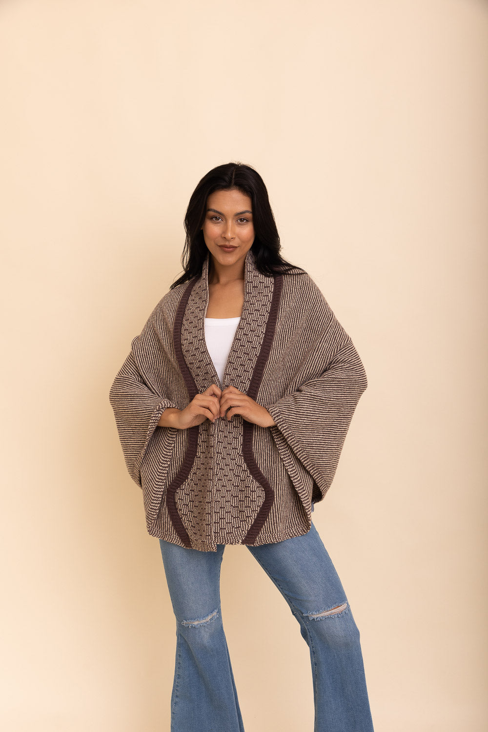 Over The Shoulder Knitted Shawl-Soul Flow Apparel