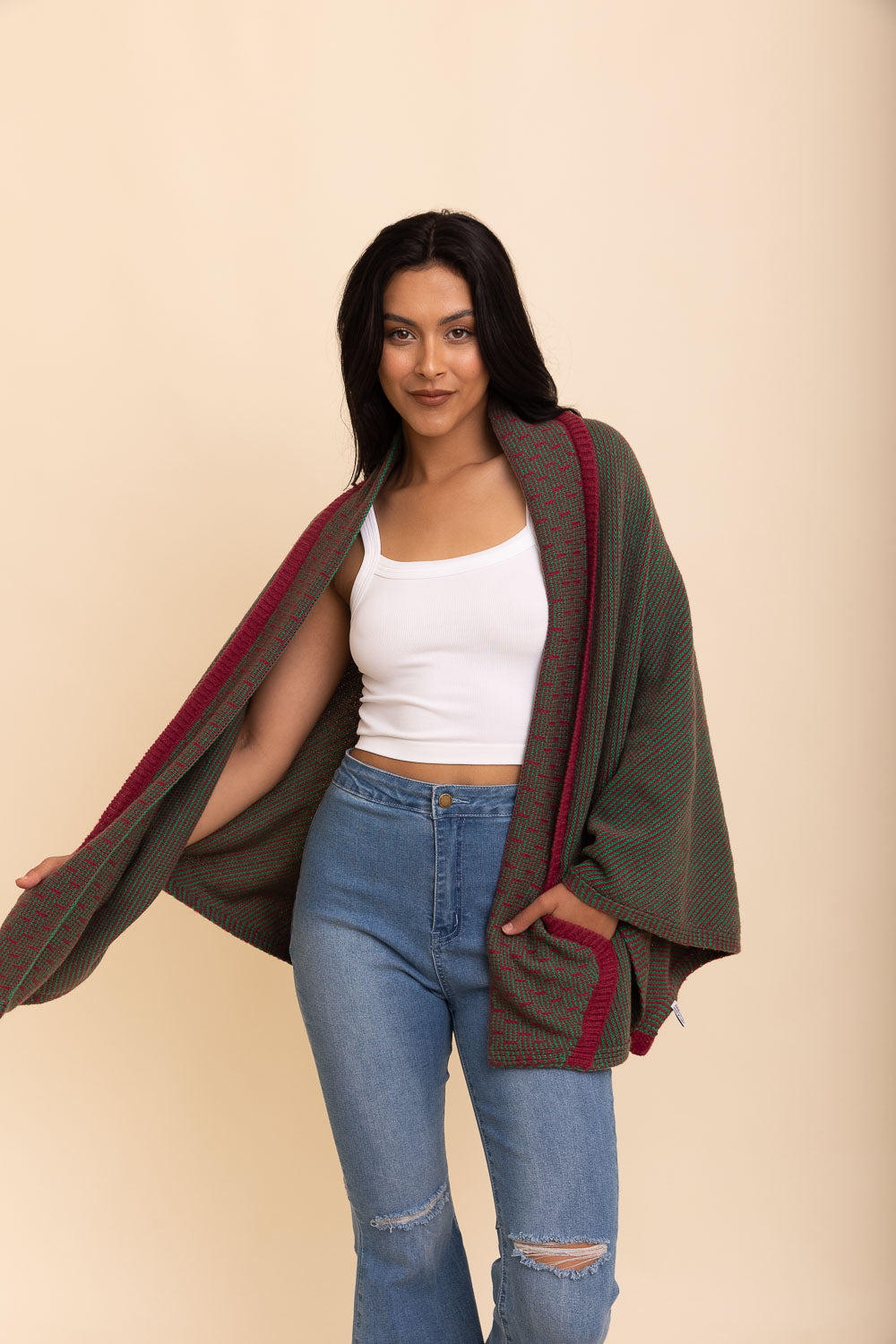 Over The Shoulder Knitted Shawl-Soul Flow Apparel