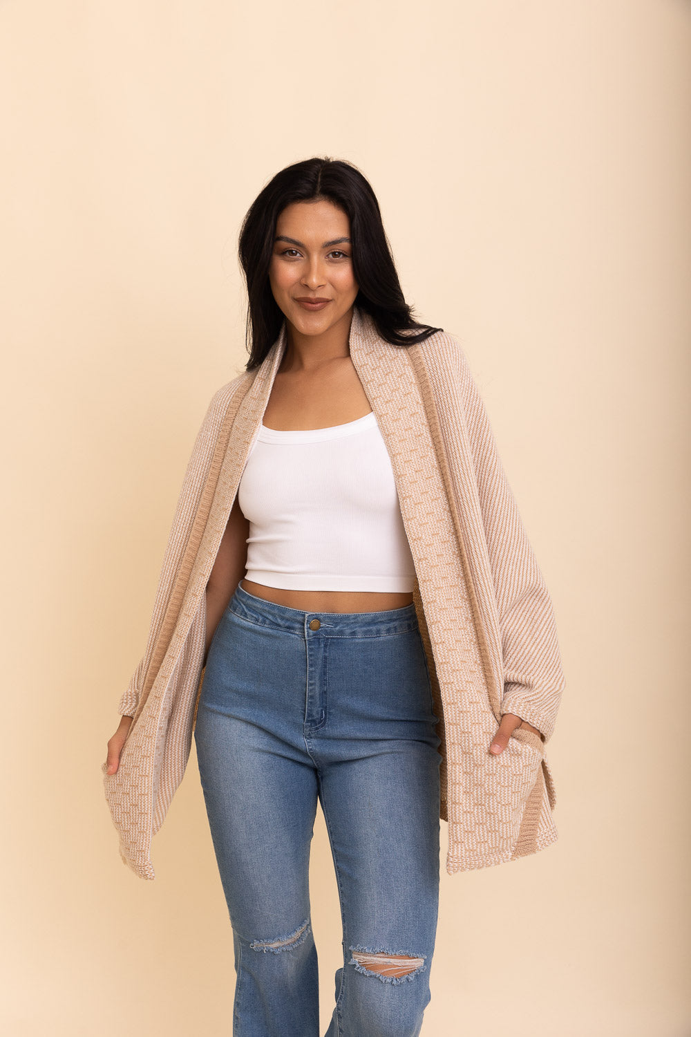 Over The Shoulder Knitted Shawl-Soul Flow Apparel