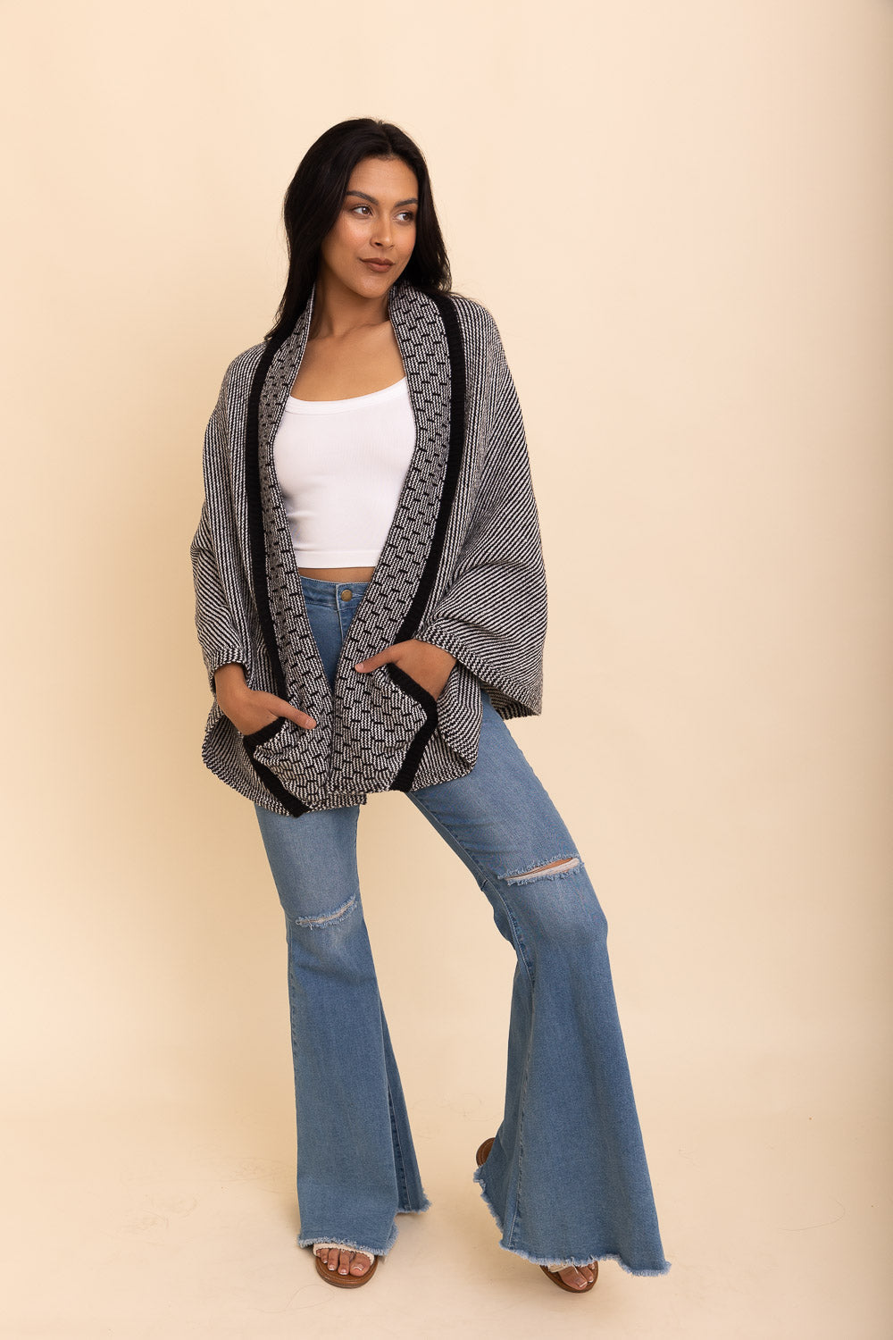 Over The Shoulder Knitted Shawl-Soul Flow Apparel