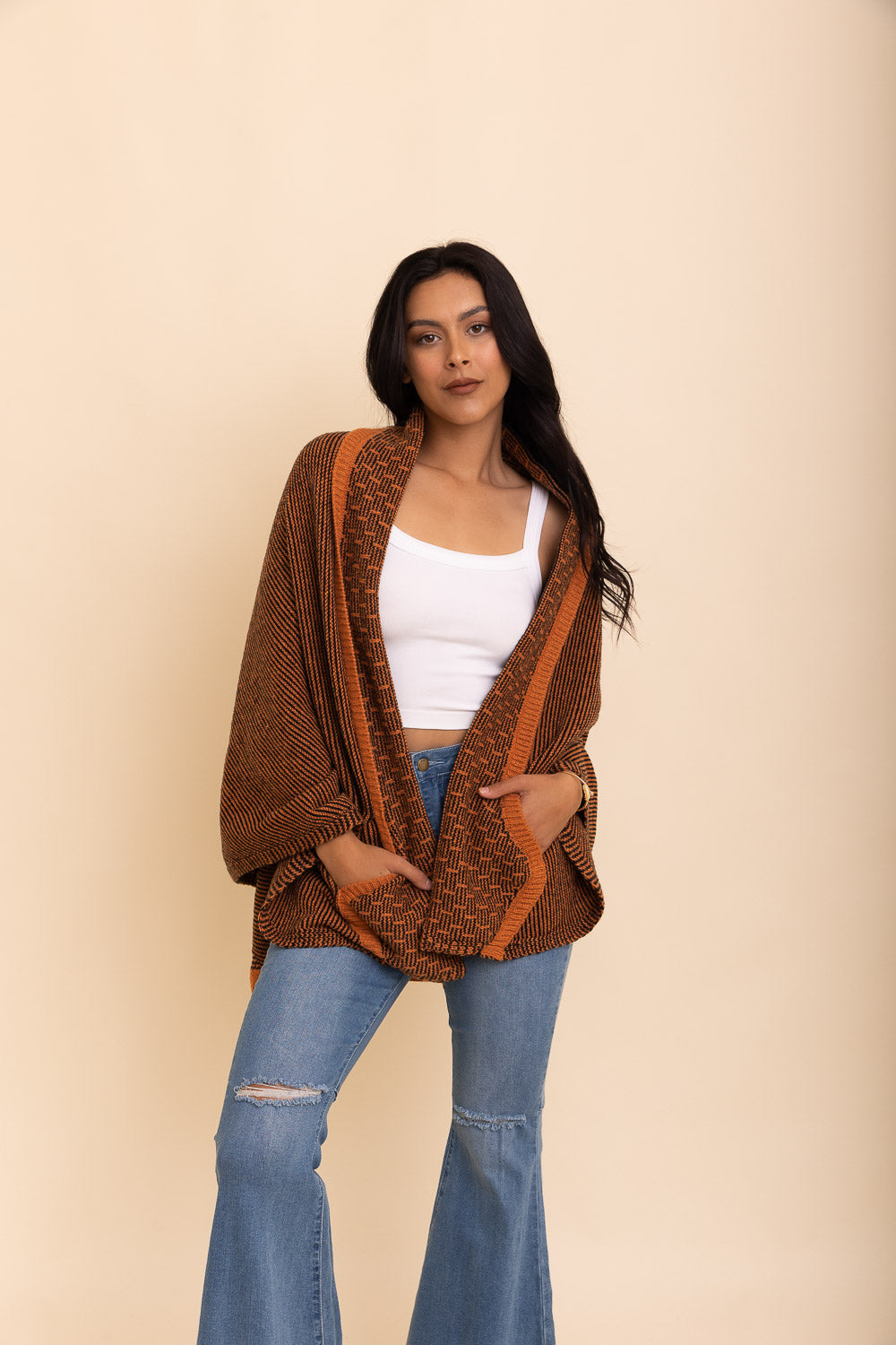 Over The Shoulder Knitted Shawl-Soul Flow Apparel
