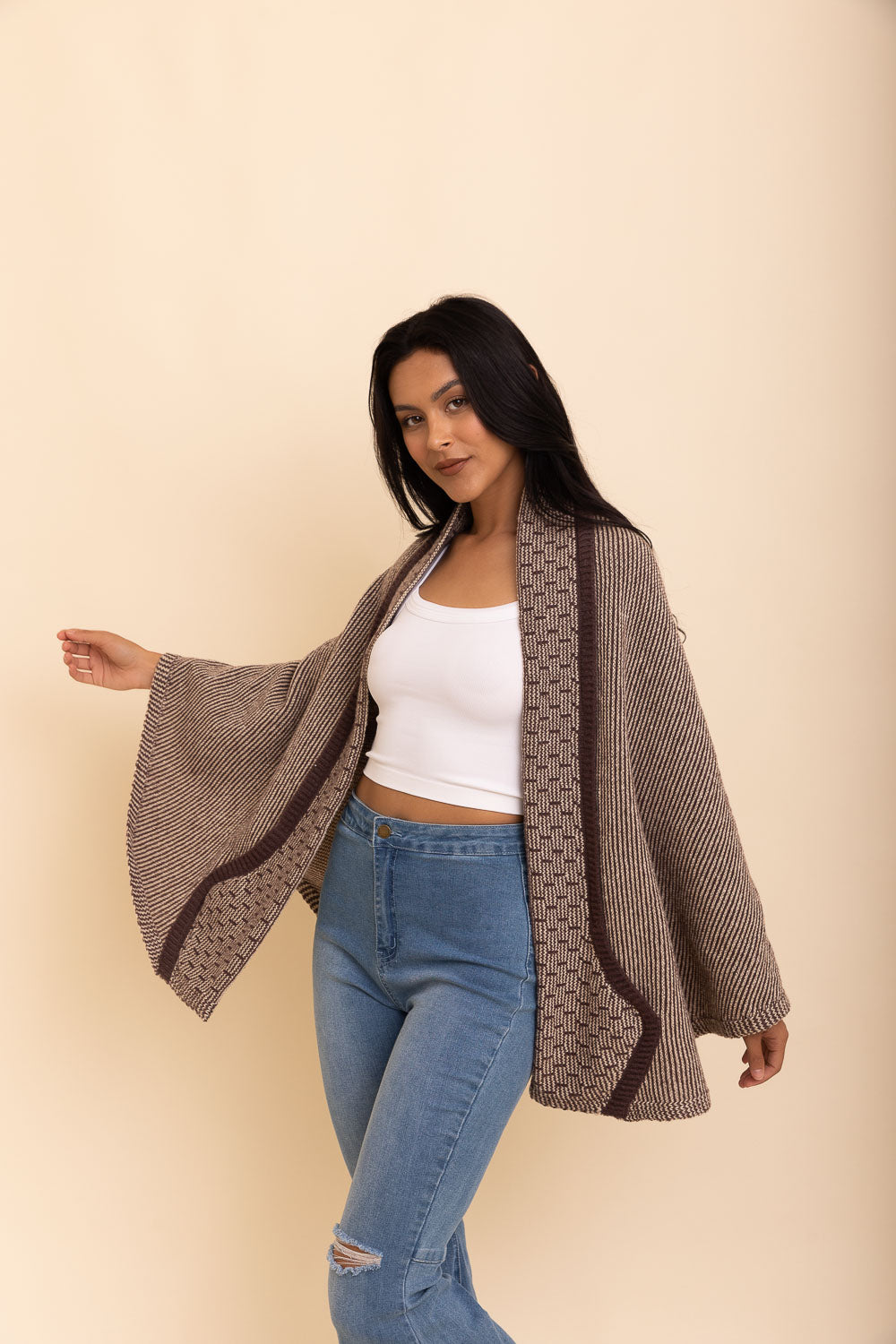 Over The Shoulder Knitted Shawl-Soul Flow Apparel