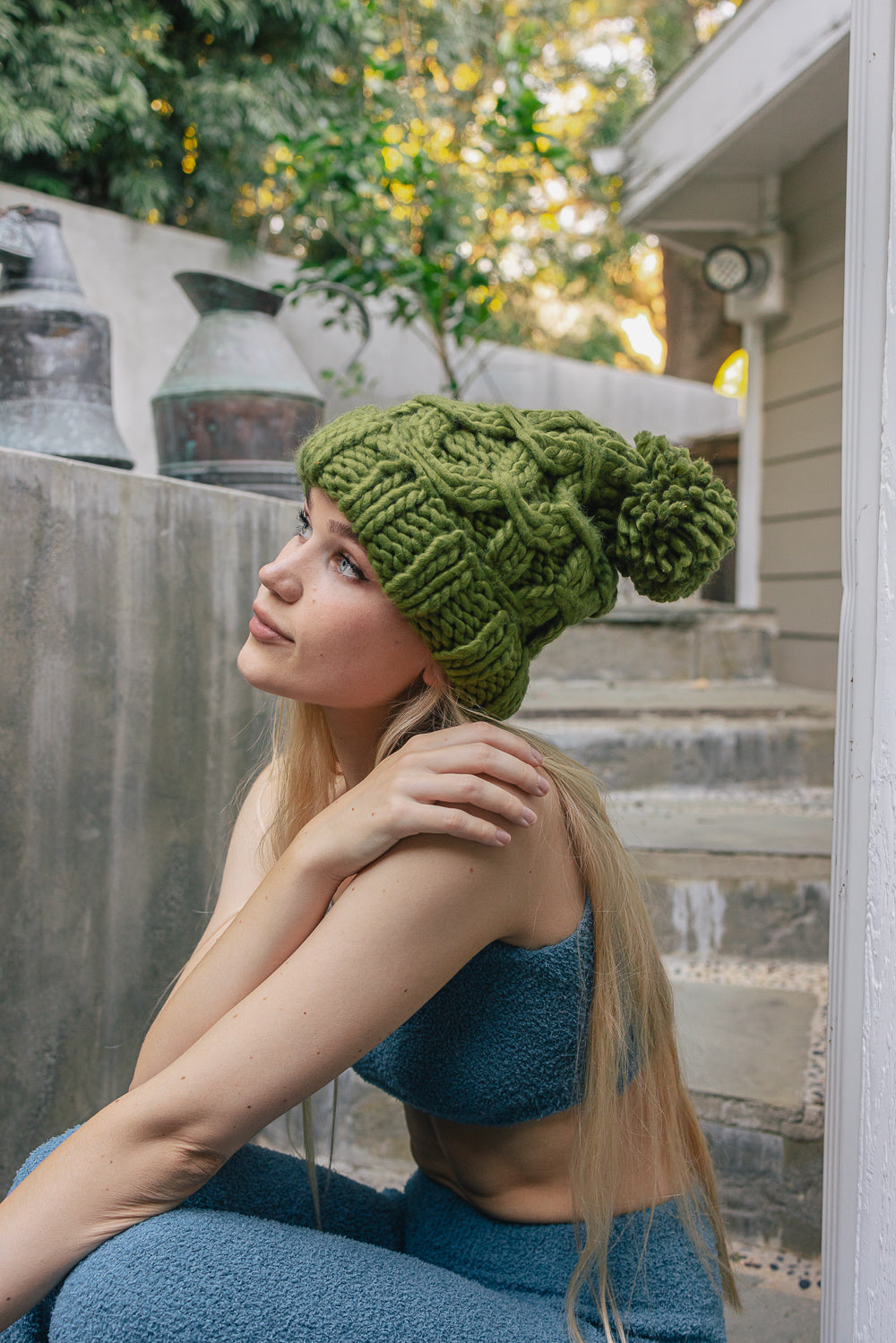 Oversized Chunky Knit Pom Beanie-Soul Flow Apparel