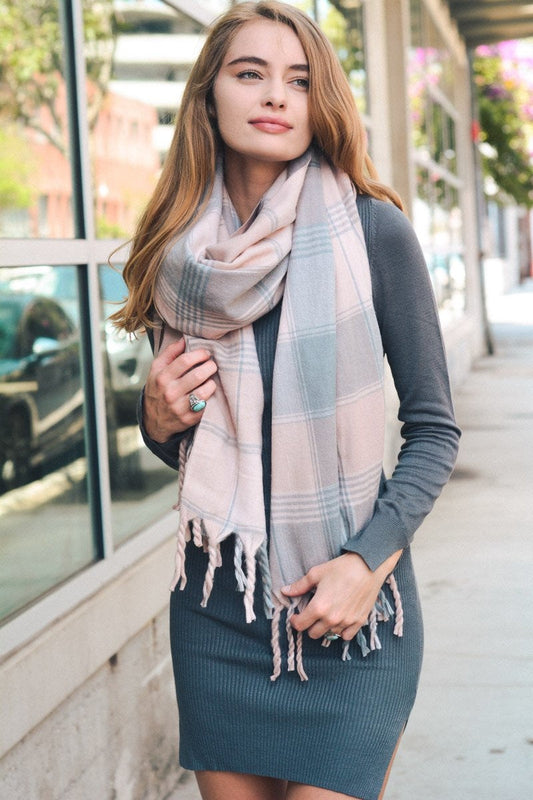 Oversized Flannel Tassel Scarf-Soul Flow Apparel