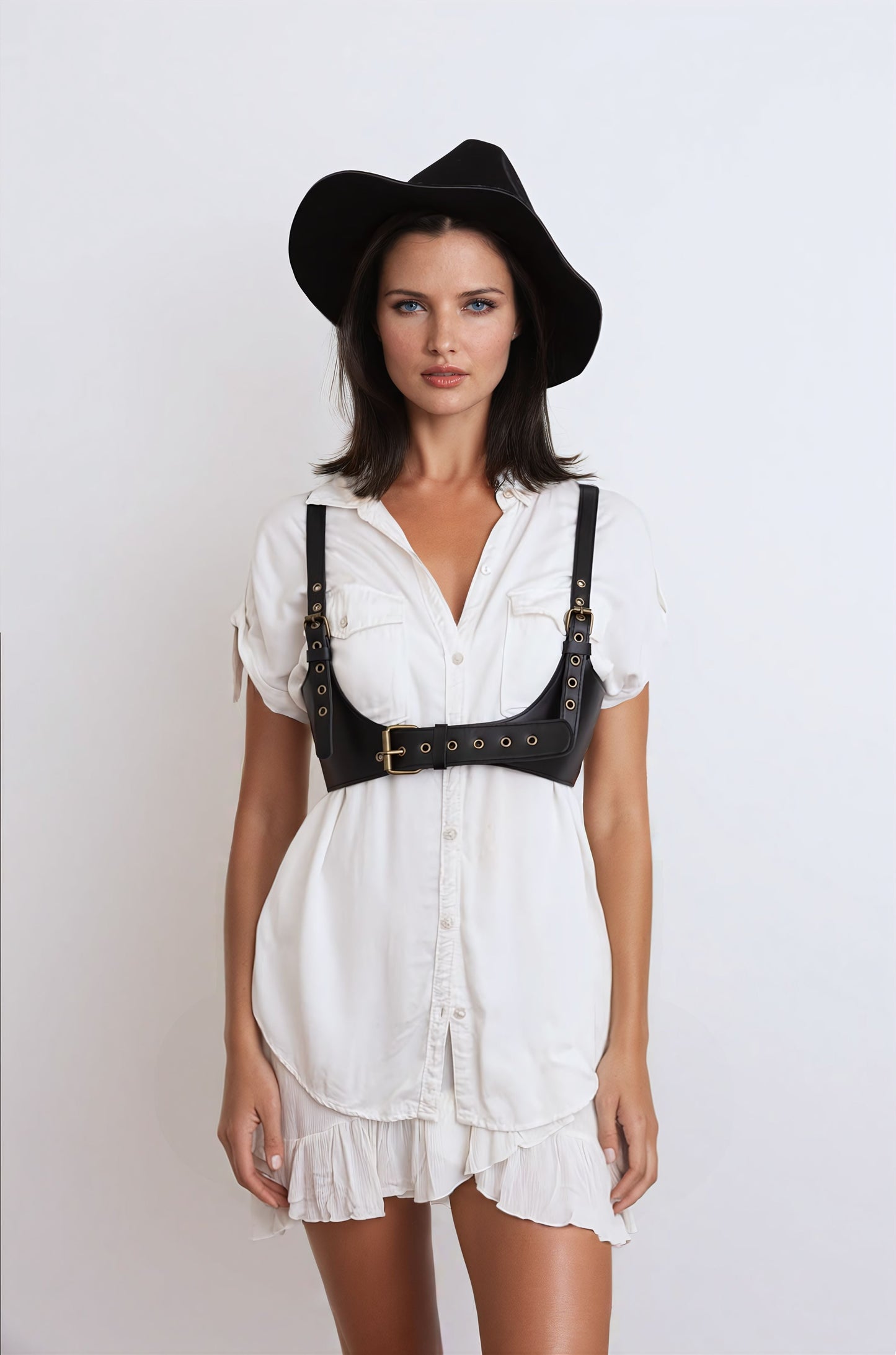 ???? Punk Style Black Leather Harness Belt - Adjustable Straps-Soul Flow Apparel
