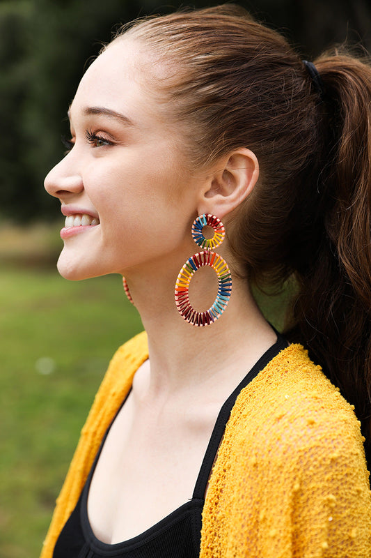 Raffia Hoop Statement Earrings-Soul Flow Apparel