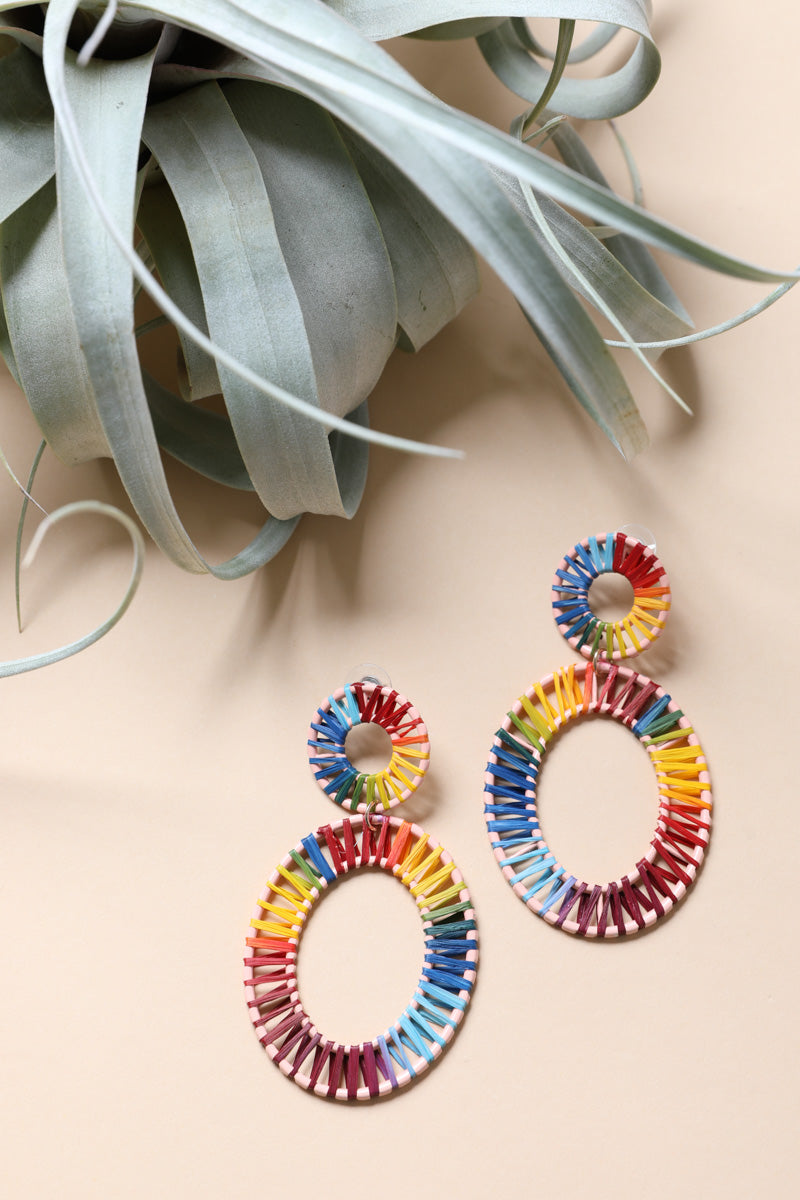 Raffia Hoop Statement Earrings-Soul Flow Apparel