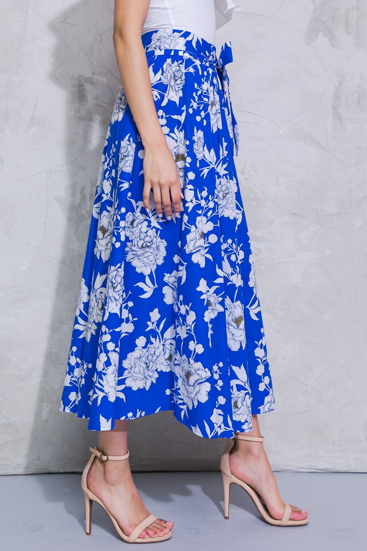 Perpect Paradise Poplin Skirt With Side Pockets And Self Tie