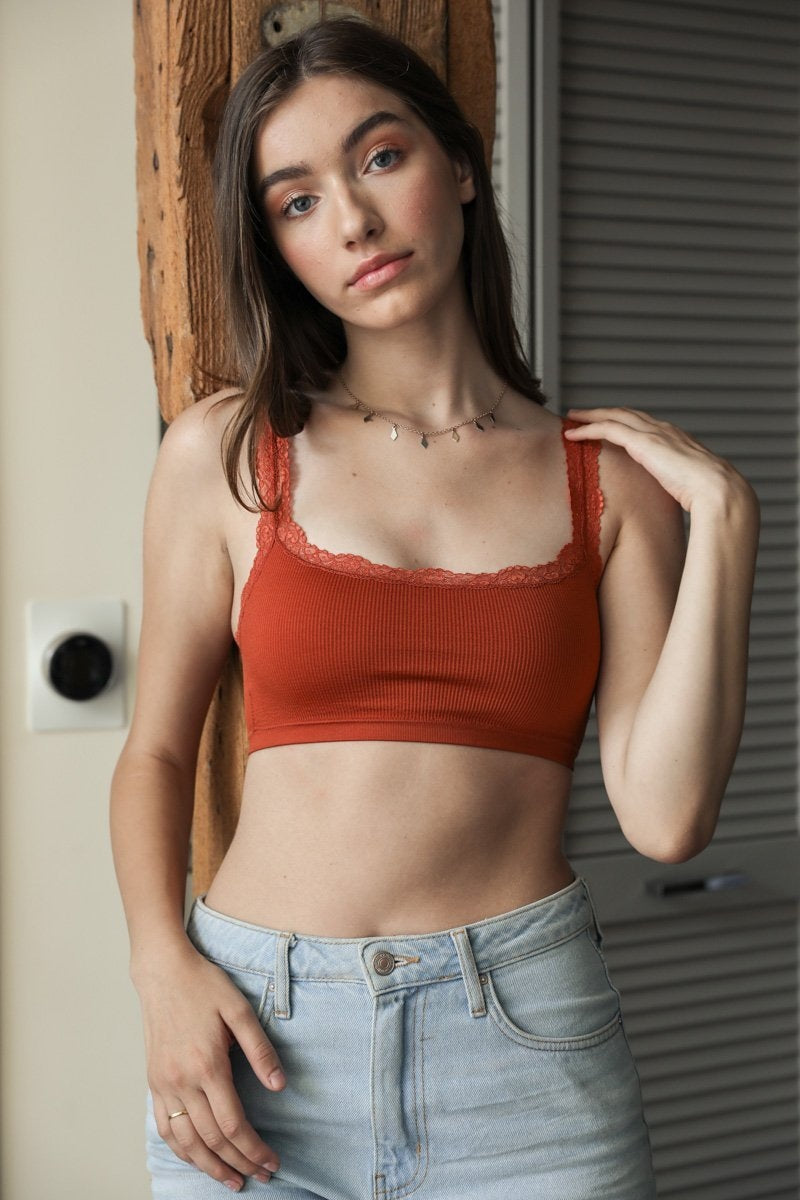 Seamless Lace Strap Bralette-Soul Flow Apparel