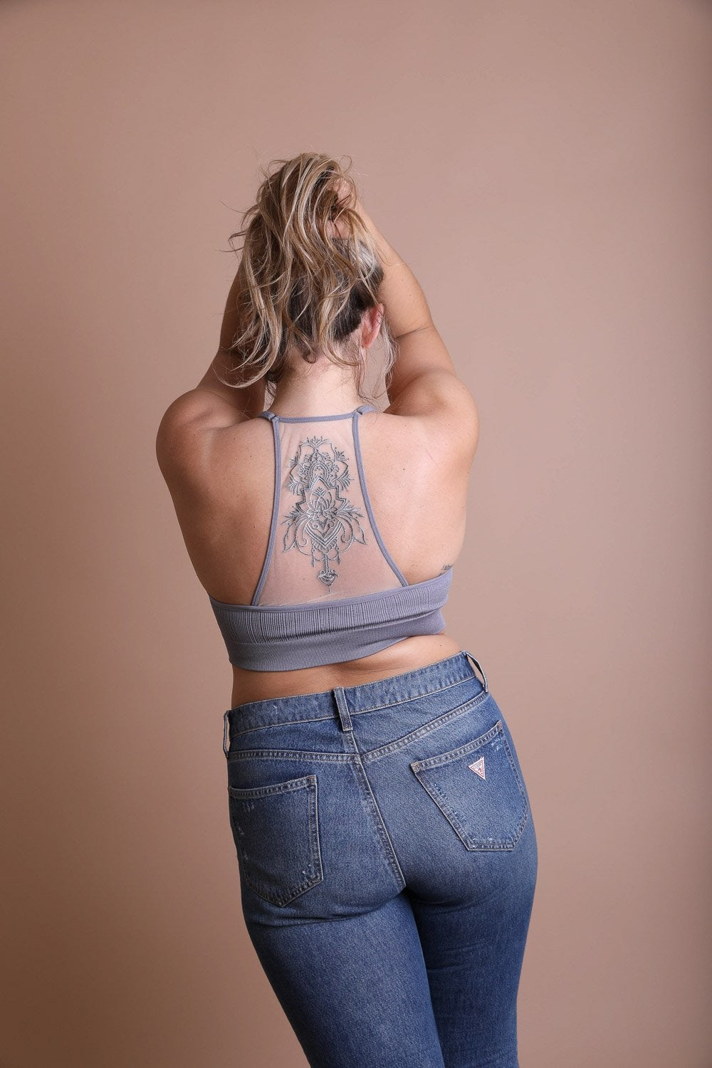 Tattoo Back Bralette – Seamless Design with Mesh Detail-Soul Flow Apparel