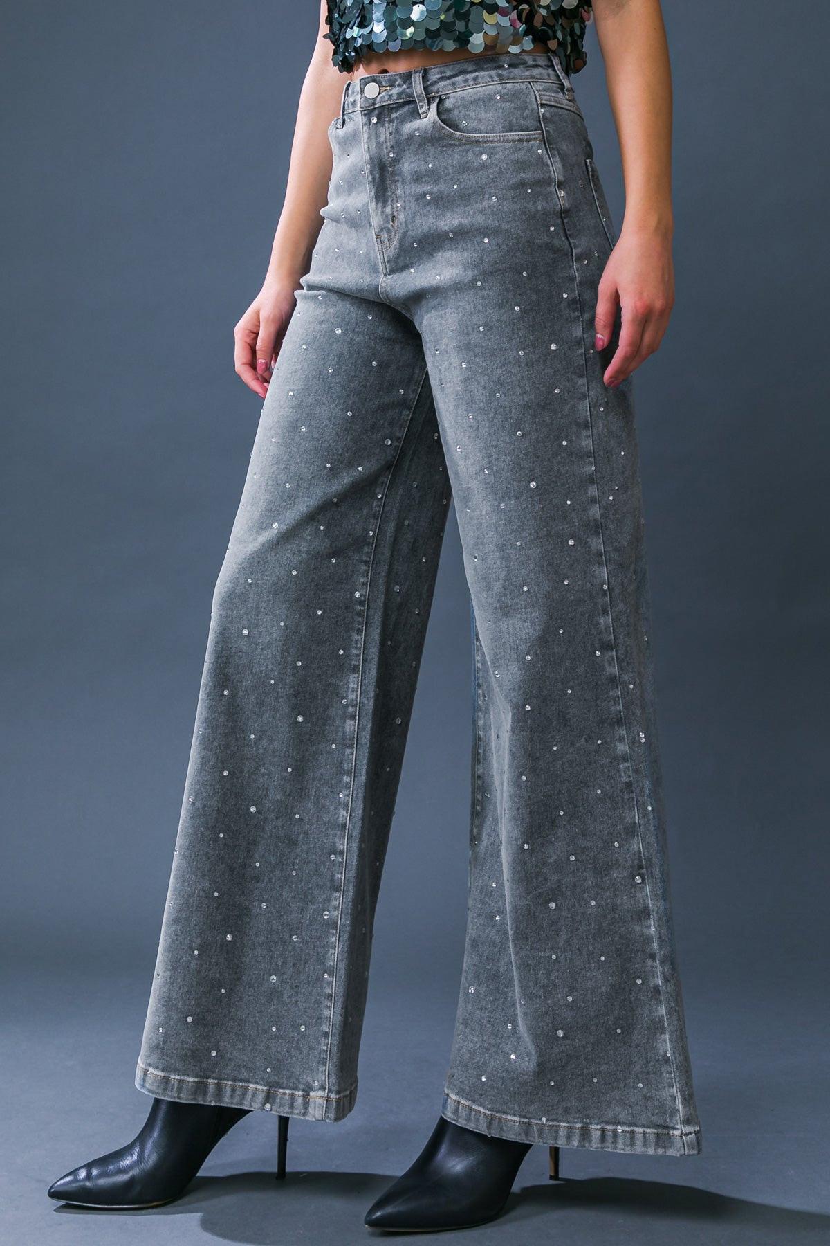 Take The Chance Denim Pants With Embellished Front Pockets Slim Fit