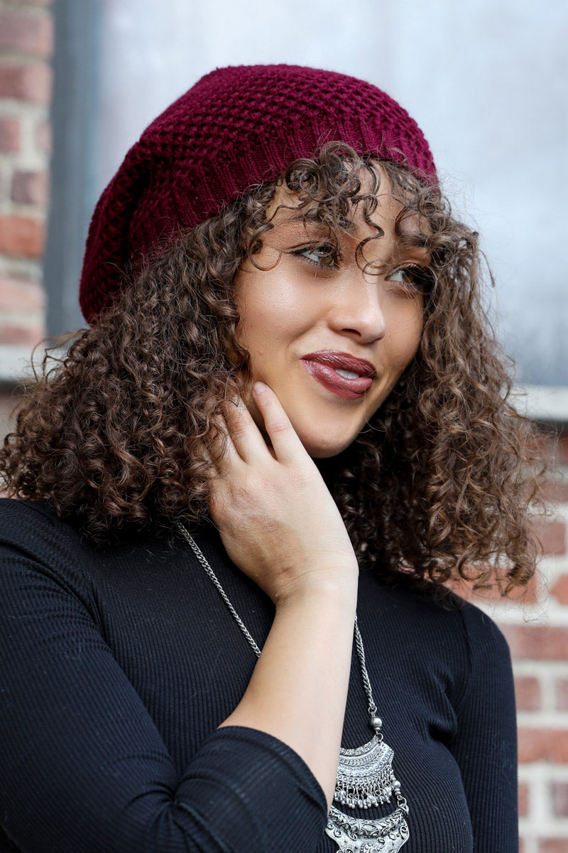 Slouch Waffle Knit Beanie-Soul Flow Apparel