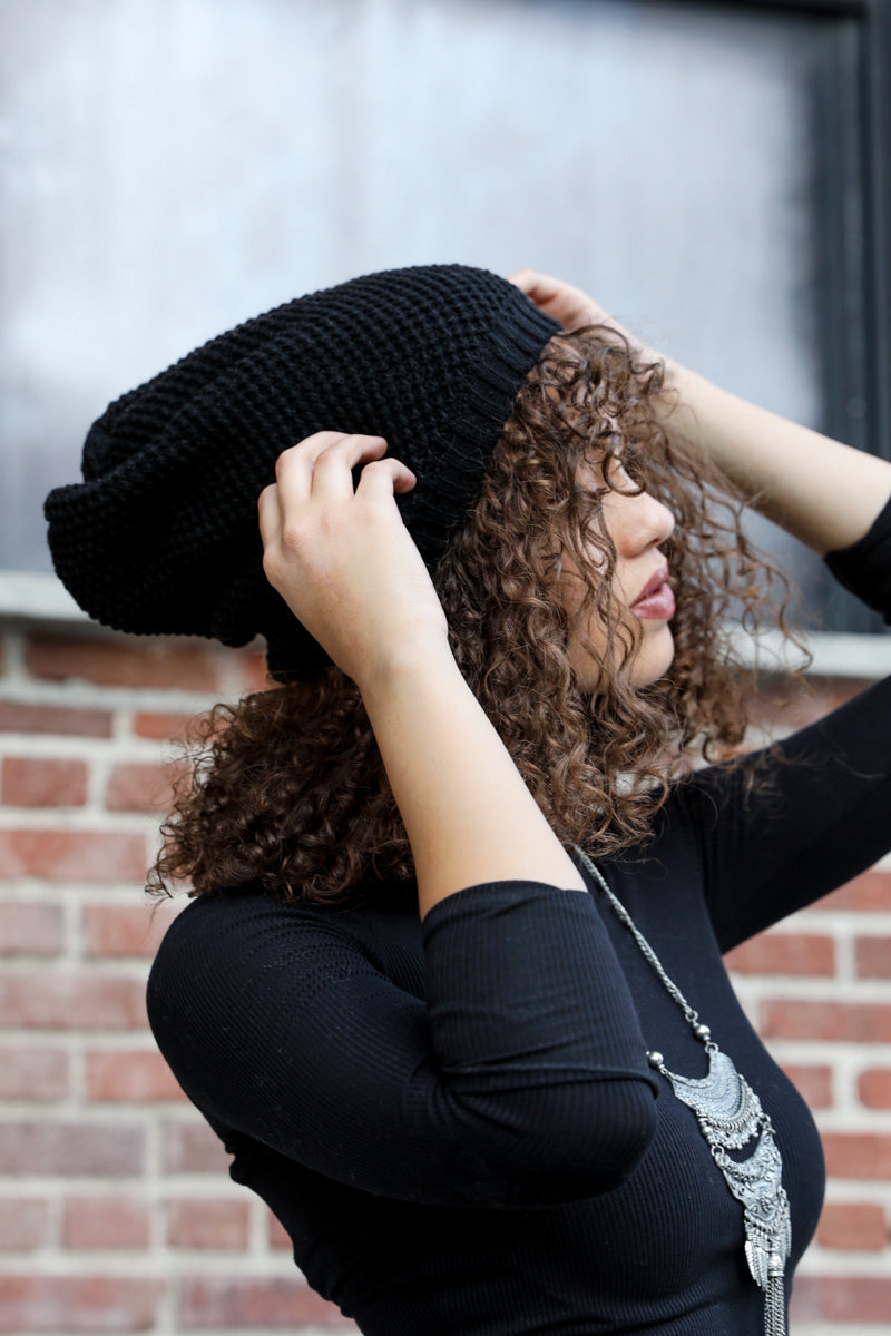 Slouch Waffle Knit Beanie-Soul Flow Apparel