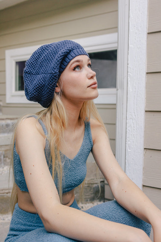 Slouch Waffle Knit Beanie-Soul Flow Apparel