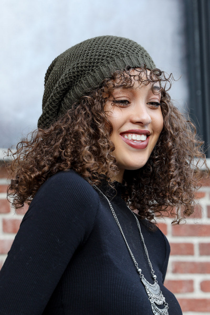 Slouch Waffle Knit Beanie-Soul Flow Apparel