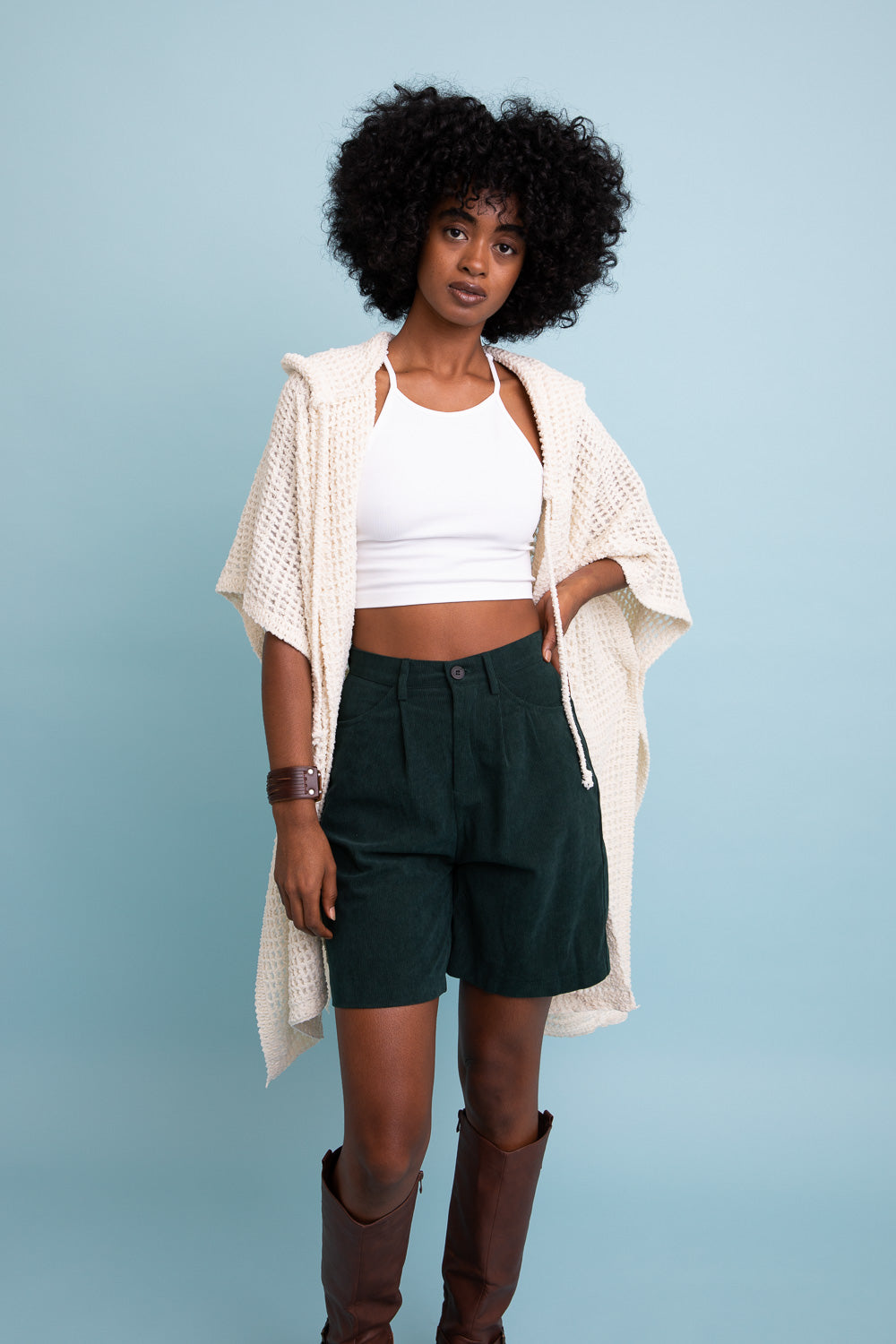 Soft Waffle Hooded Ruana-Soul Flow Apparel
