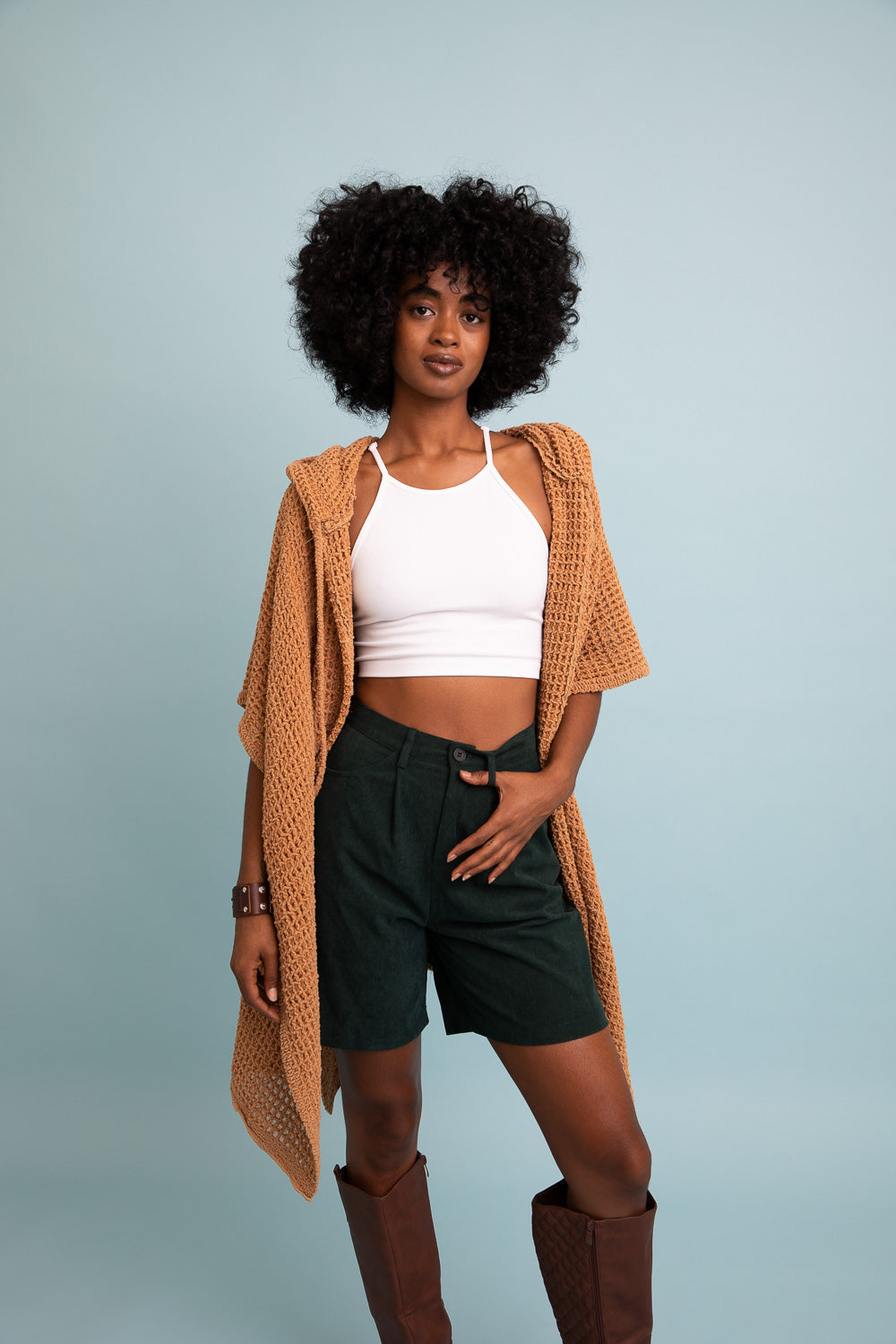 Soft Waffle Hooded Ruana-Soul Flow Apparel