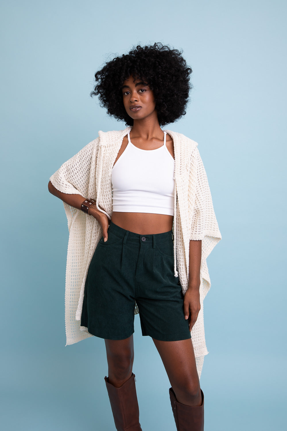 Soft Waffle Hooded Ruana-Soul Flow Apparel
