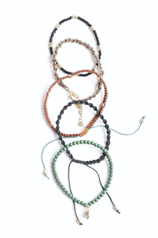 Stackable Bead & Woven Cord Bracelet-Soul Flow Apparel