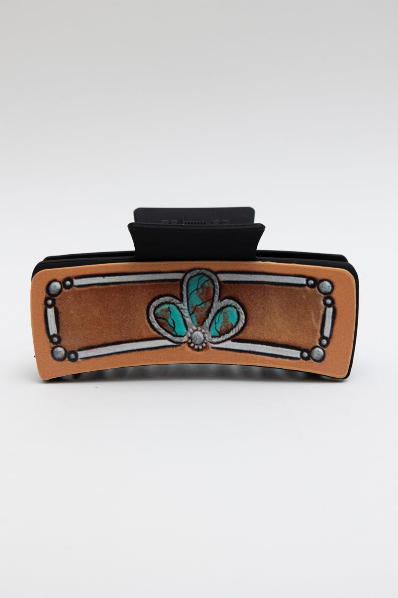 Stoney Turquoise Hair Claw – Artistic Floral Clam Clip ????-Soul Flow Apparel