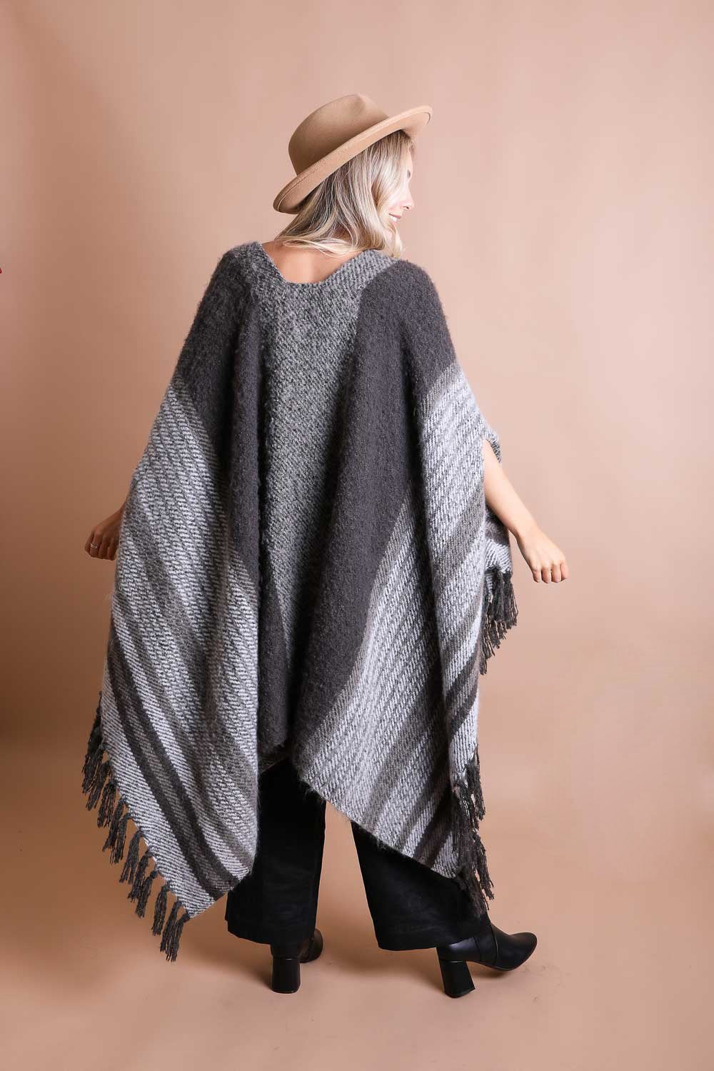 Stripe Bohemian Ruana Wrap-Soul Flow Apparel