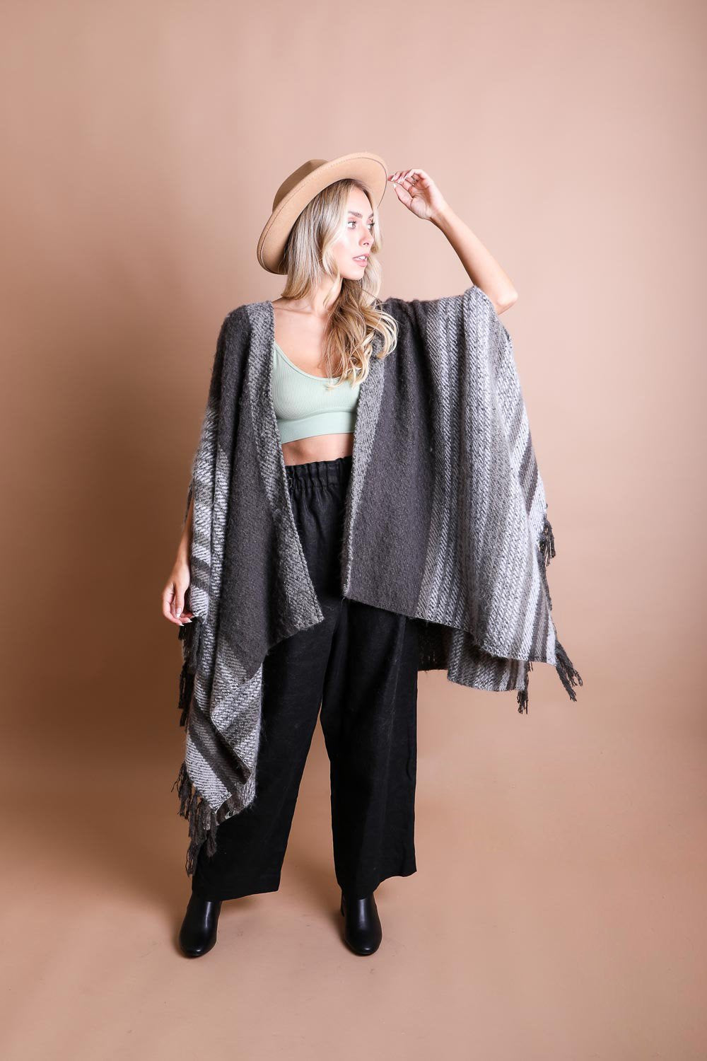 Stripe Bohemian Ruana Wrap-Soul Flow Apparel
