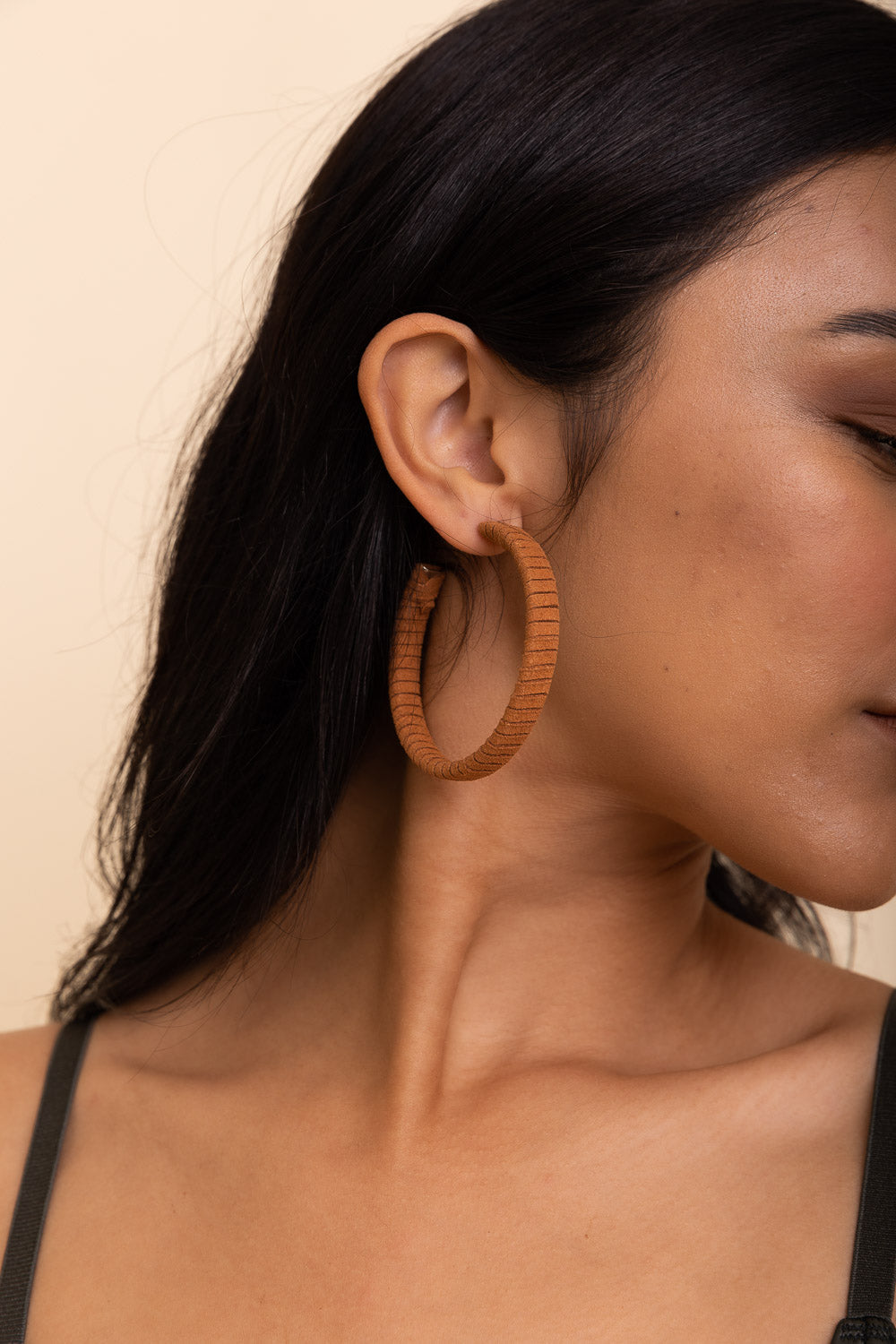 Suede Leather Wrapped Hoop Earrings-Soul Flow Apparel