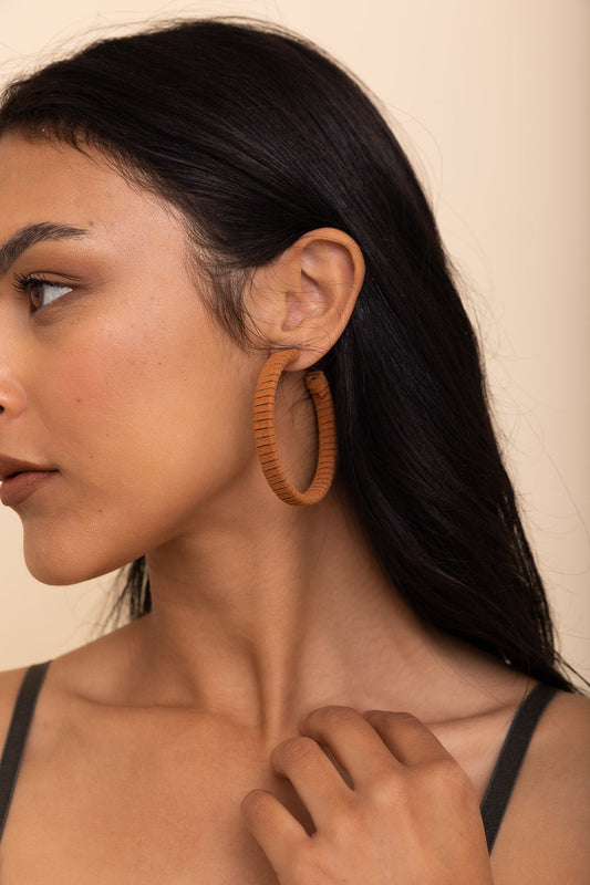 Suede Leather Wrapped Hoop Earrings-Soul Flow Apparel