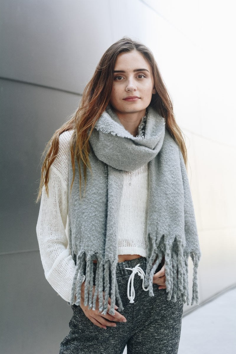 Tassel Trim Blanket Scarf-Soul Flow Apparel