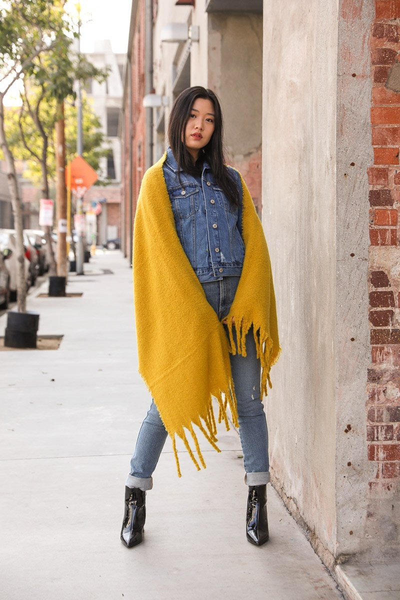 Tassel Trim Blanket Scarf-Soul Flow Apparel